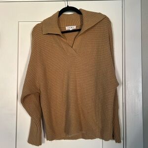 Tan we mock neck sweater